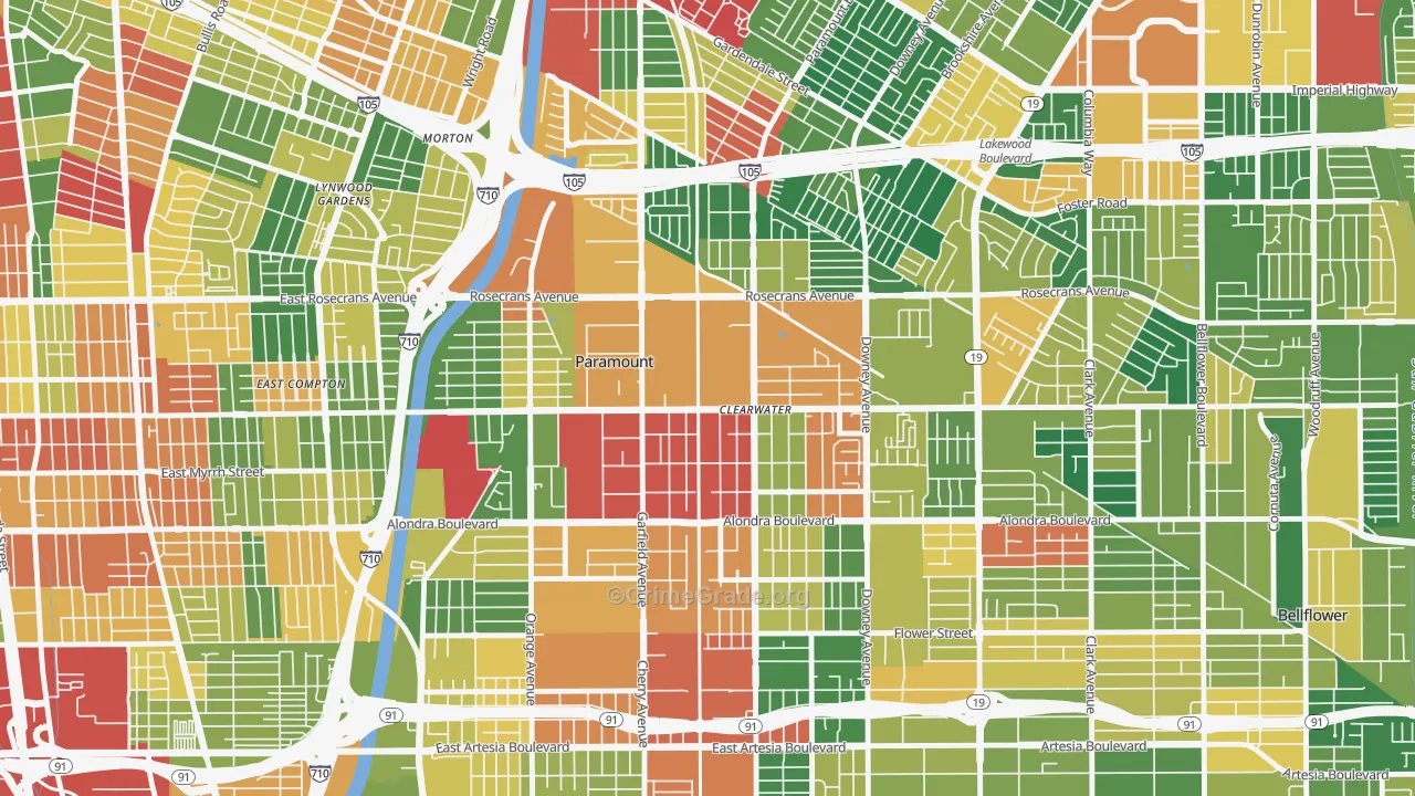 Paramount, CA Map of Burglary Rates