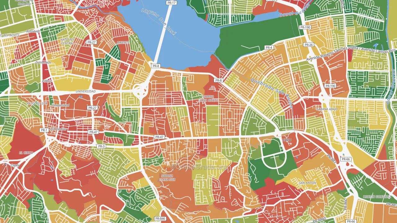 Parcelas Falu, San Juan, PR Map of Burglary Rates