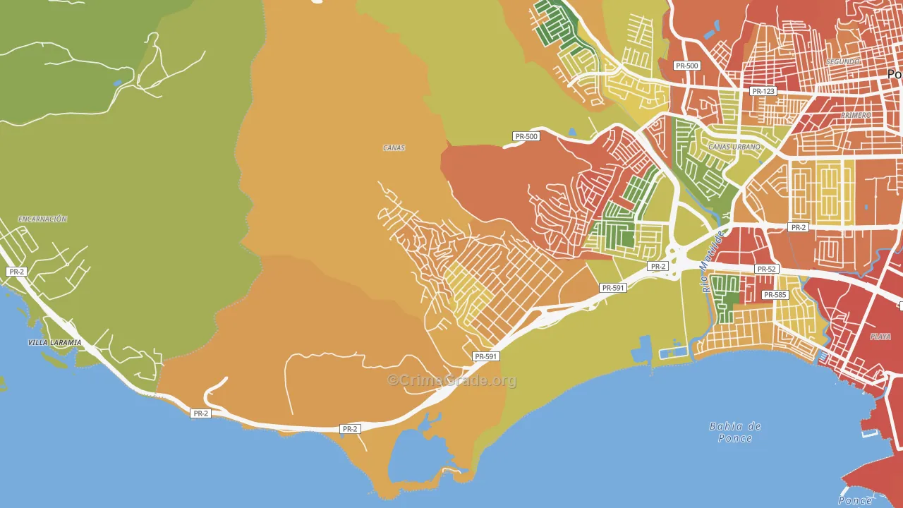 Parcelas Nueva Vida, Ponce, PR Map of Burglary Rates