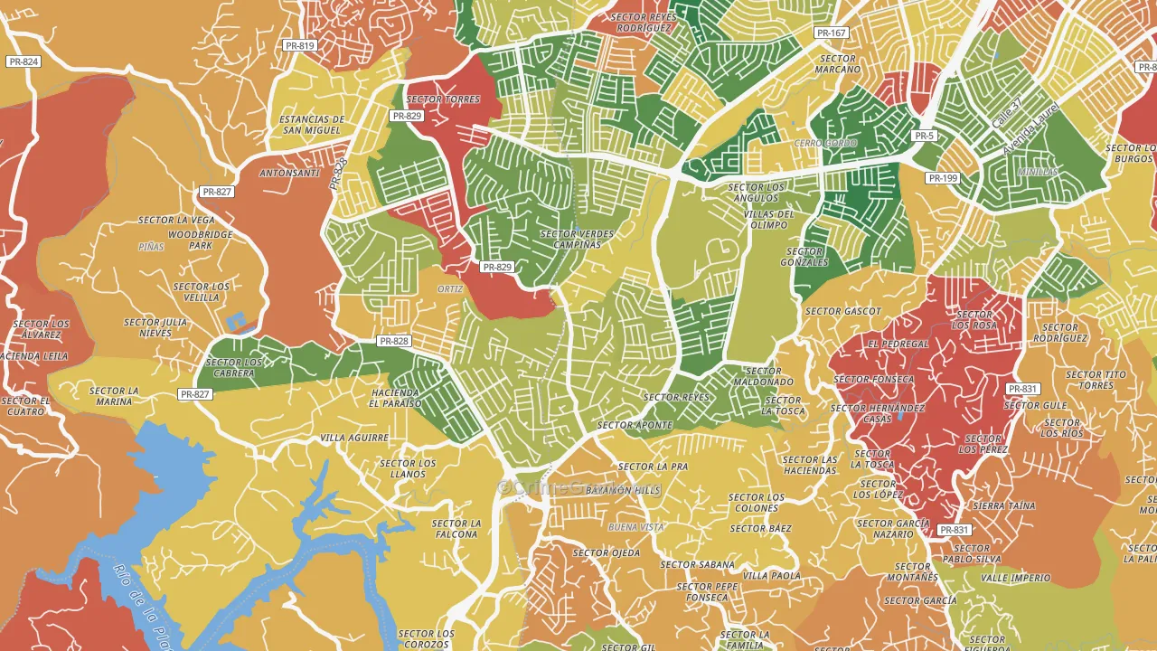 Parcelas van Scoy, Bayamon, PR Map of Burglary Rates