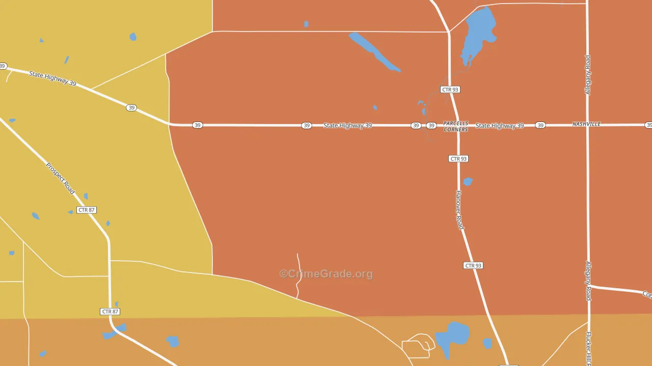 Parcells Corner, NY Map of Burglary Rates