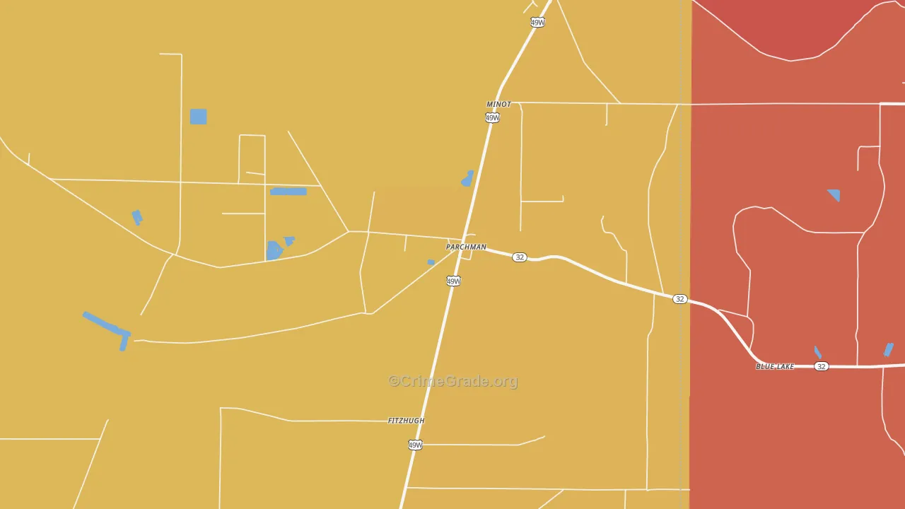 Parchman, MS Map of Burglary Rates