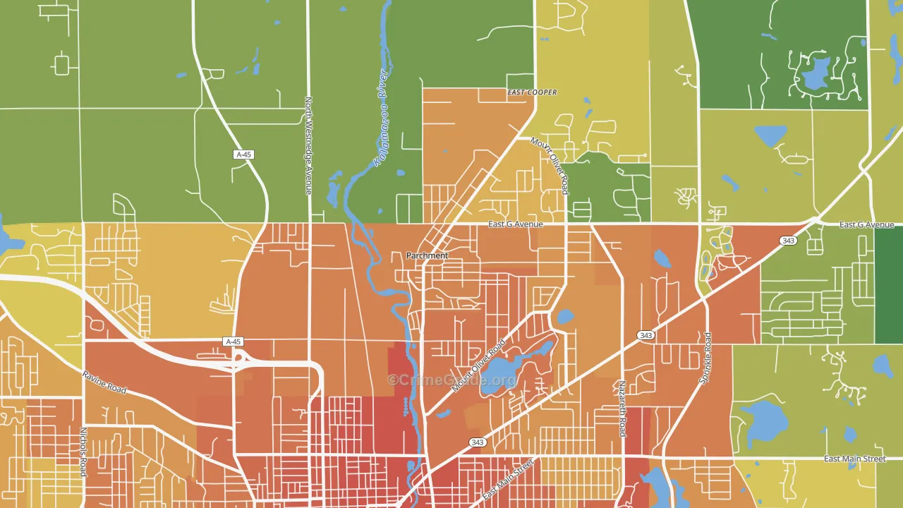 Parchment, MI Map of Burglary Rates