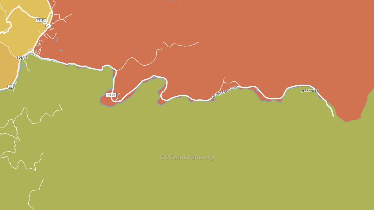 Parcoal, WV Map of Burglary Rates