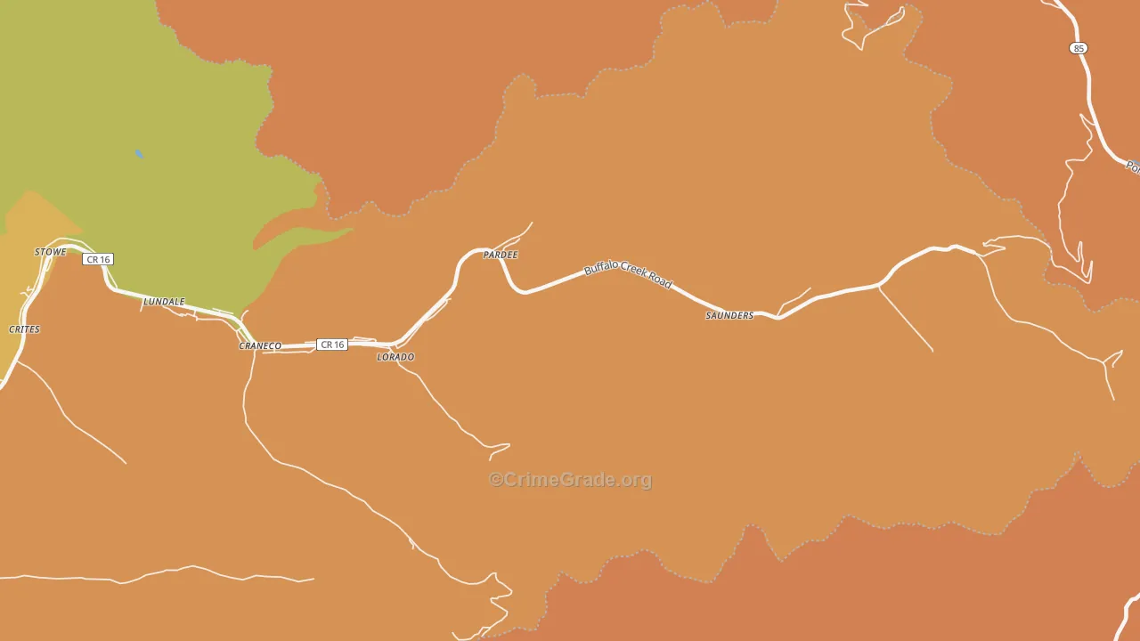 Pardee, WV Map of Burglary Rates