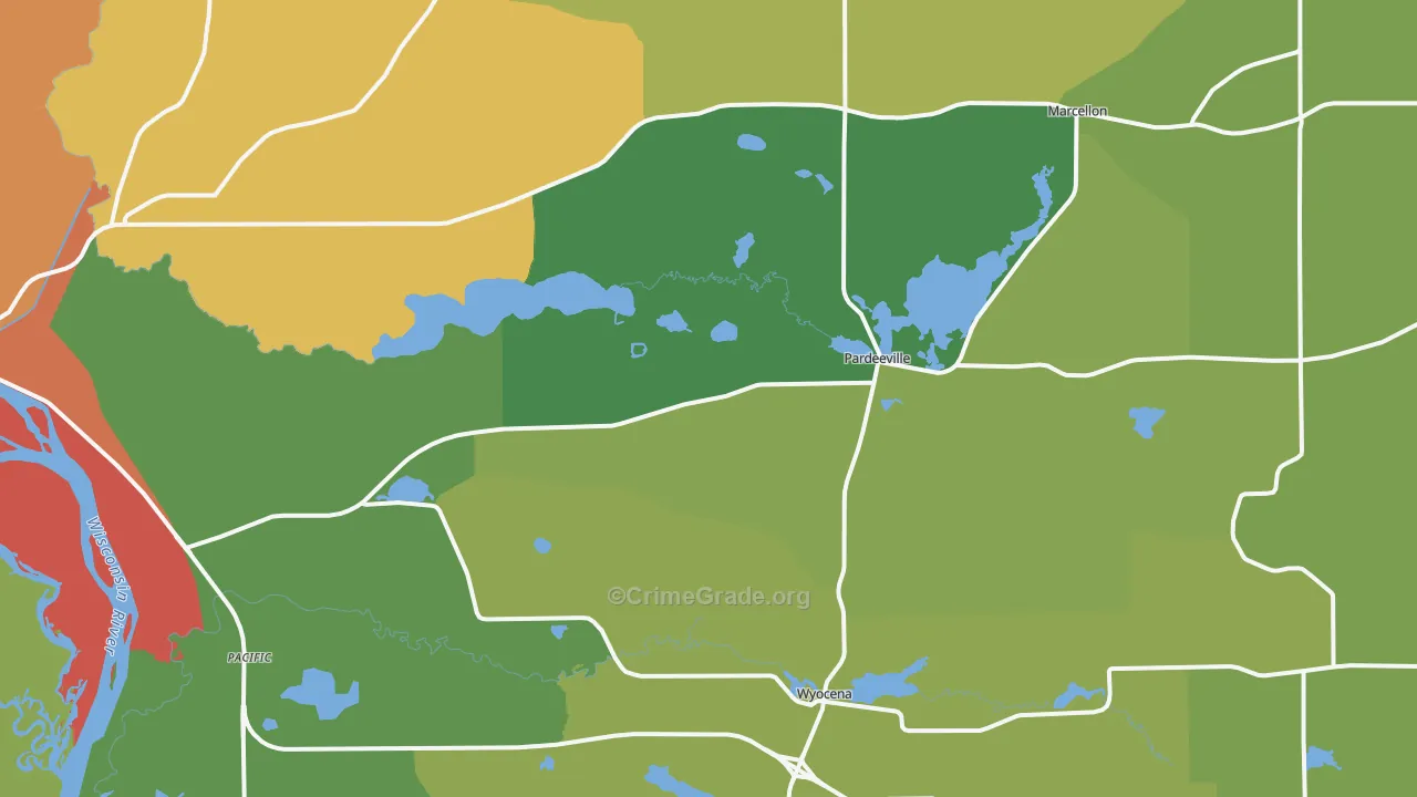 Pardeeville, WI Map of Burglary Rates