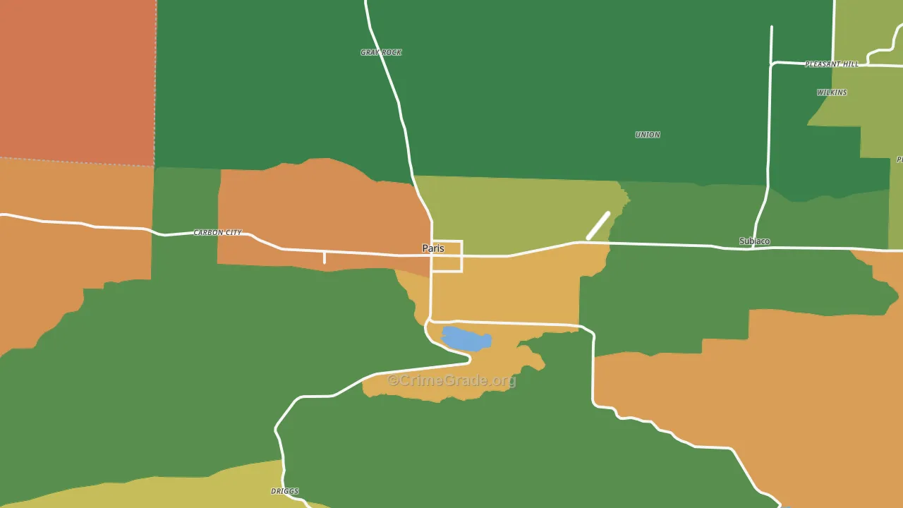 Paris, AR Map of Burglary Rates