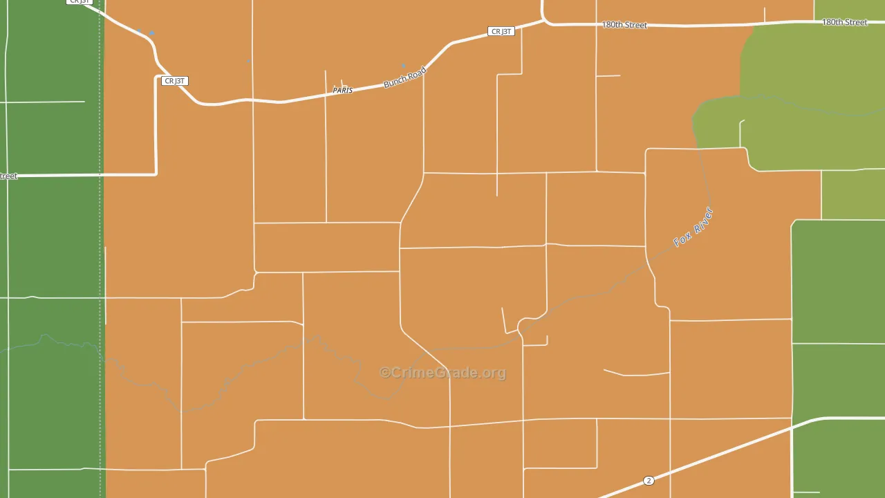 Paris, IA Map of Burglary Rates