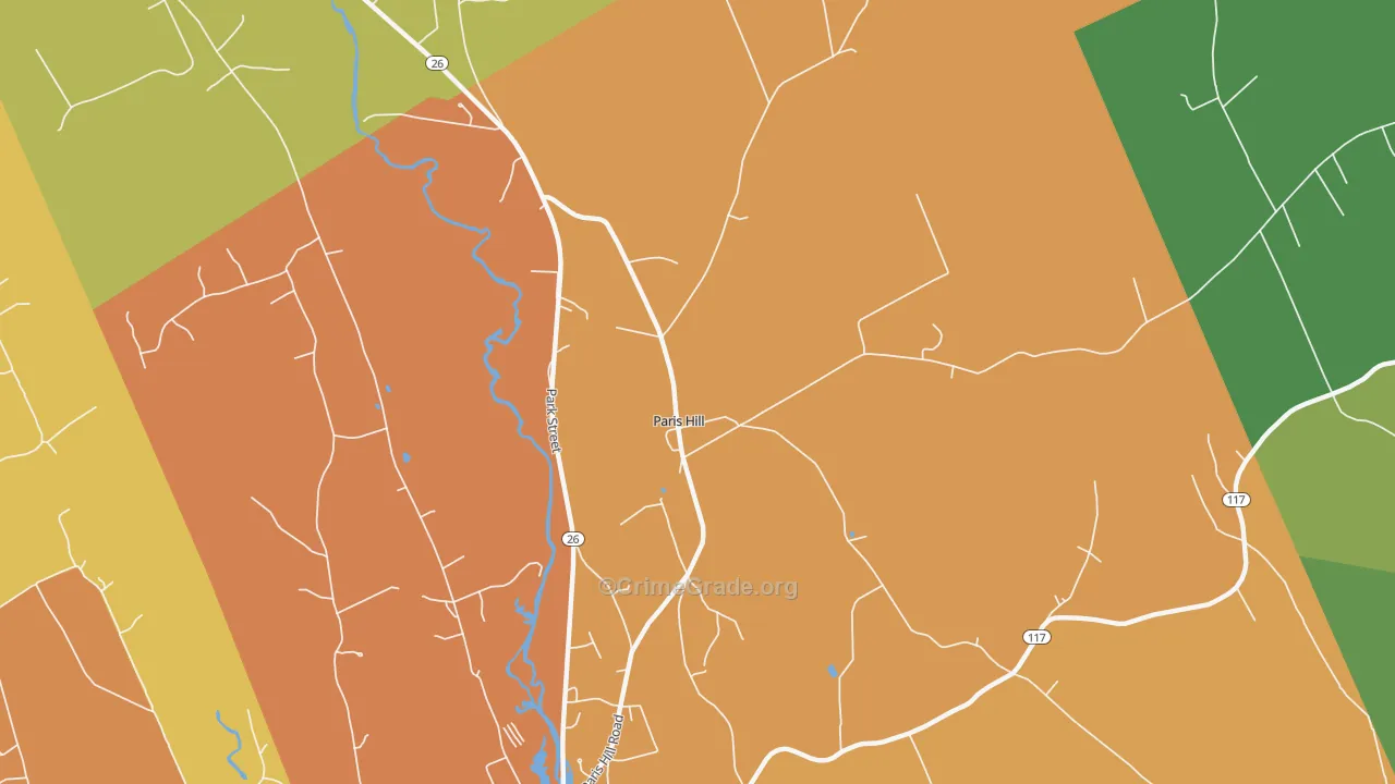 Paris, ME Map of Burglary Rates