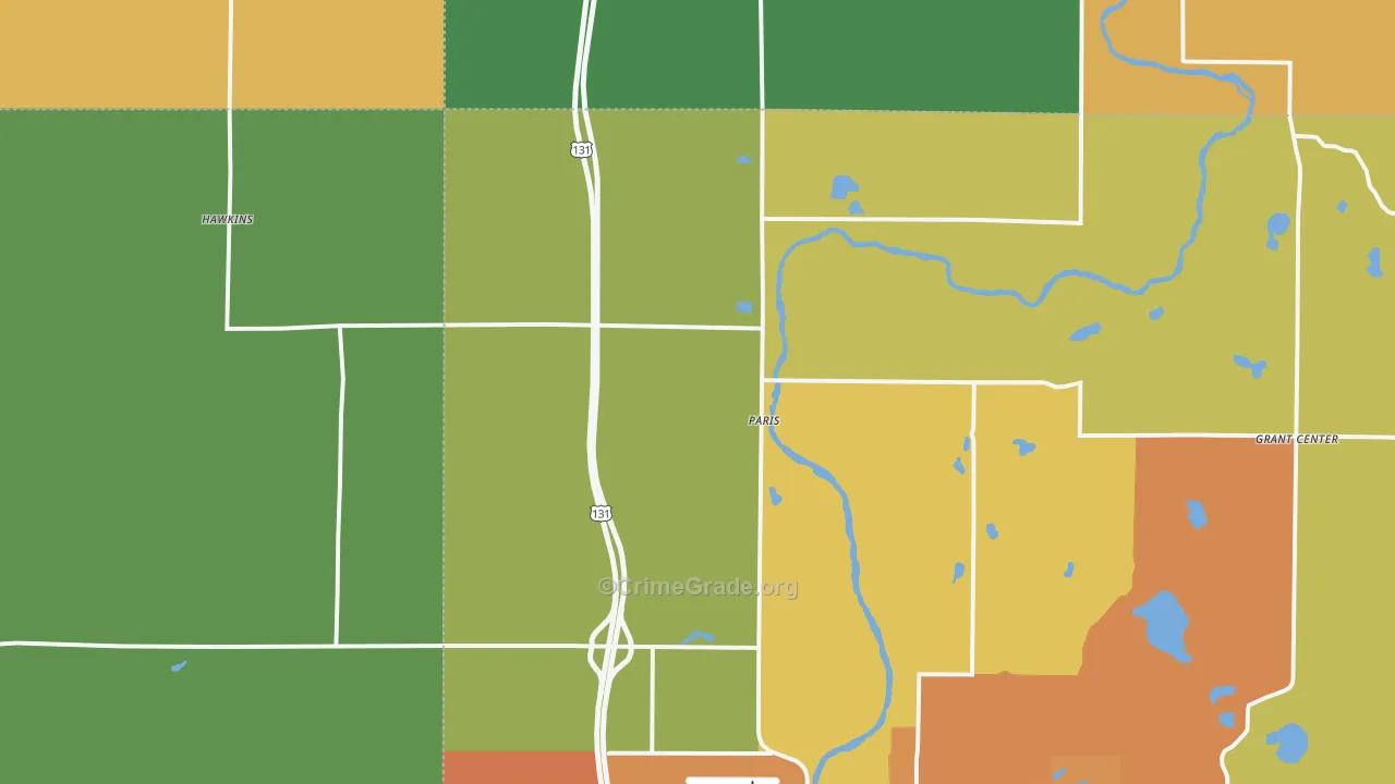 Paris, MI Map of Burglary Rates