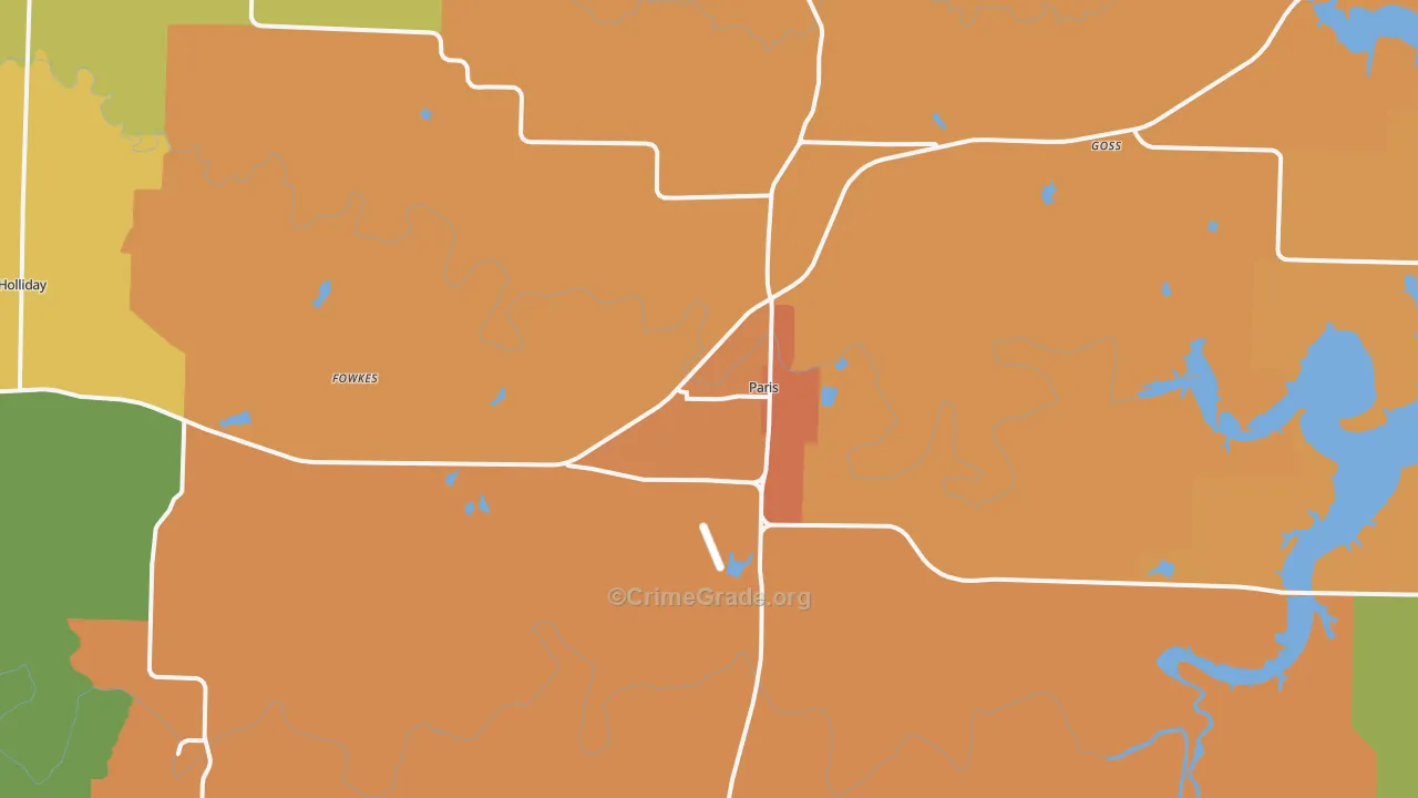 Paris, MO Map of Burglary Rates