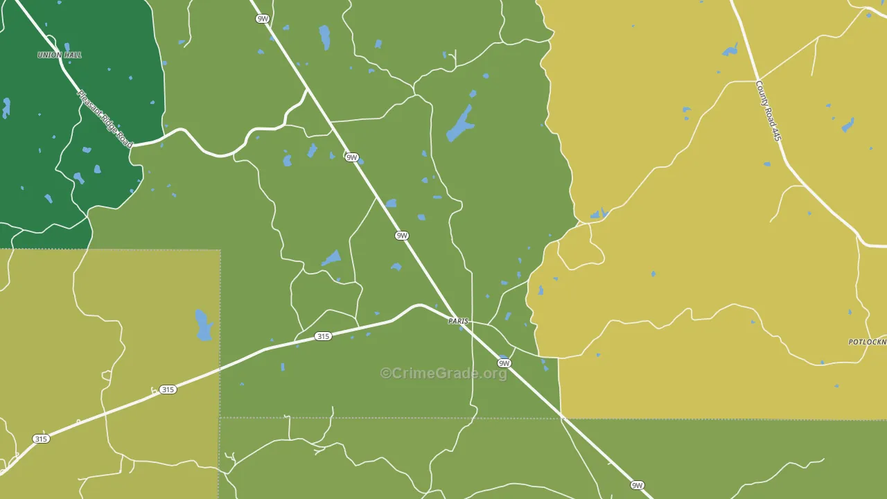 Paris, MS Map of Burglary Rates