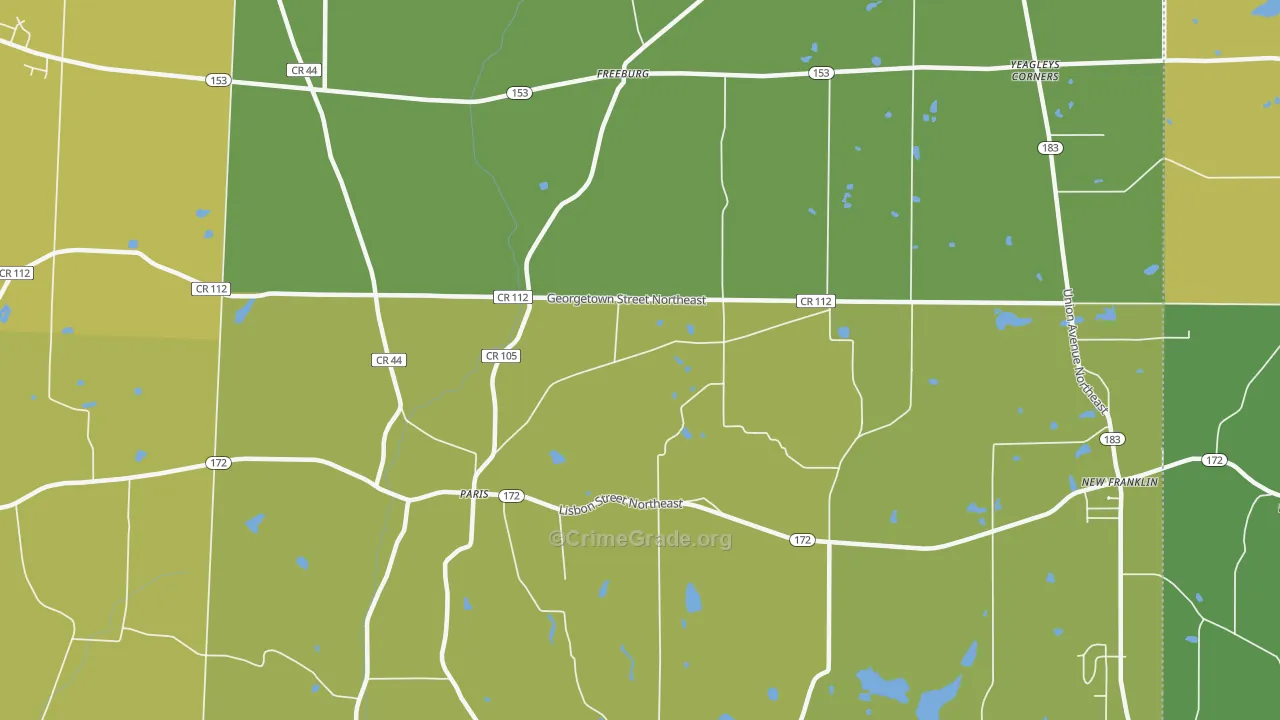 Paris, OH Map of Burglary Rates