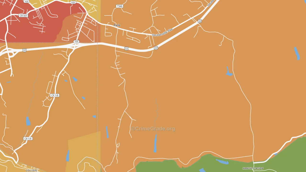 Paris, PA Map of Burglary Rates
