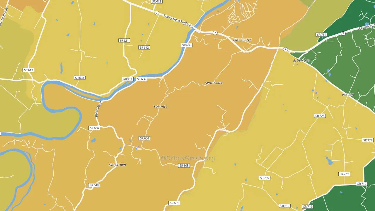 Paris, VA Map of Burglary Rates