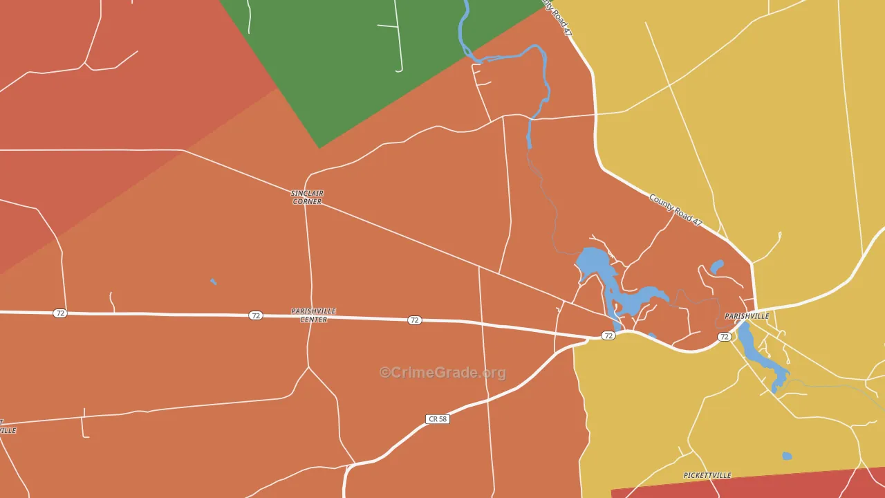 Parishville Center, NY Map of Burglary Rates