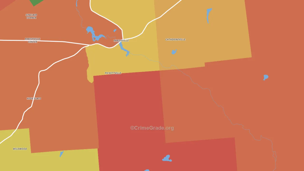 Parishville, NY Map of Burglary Rates