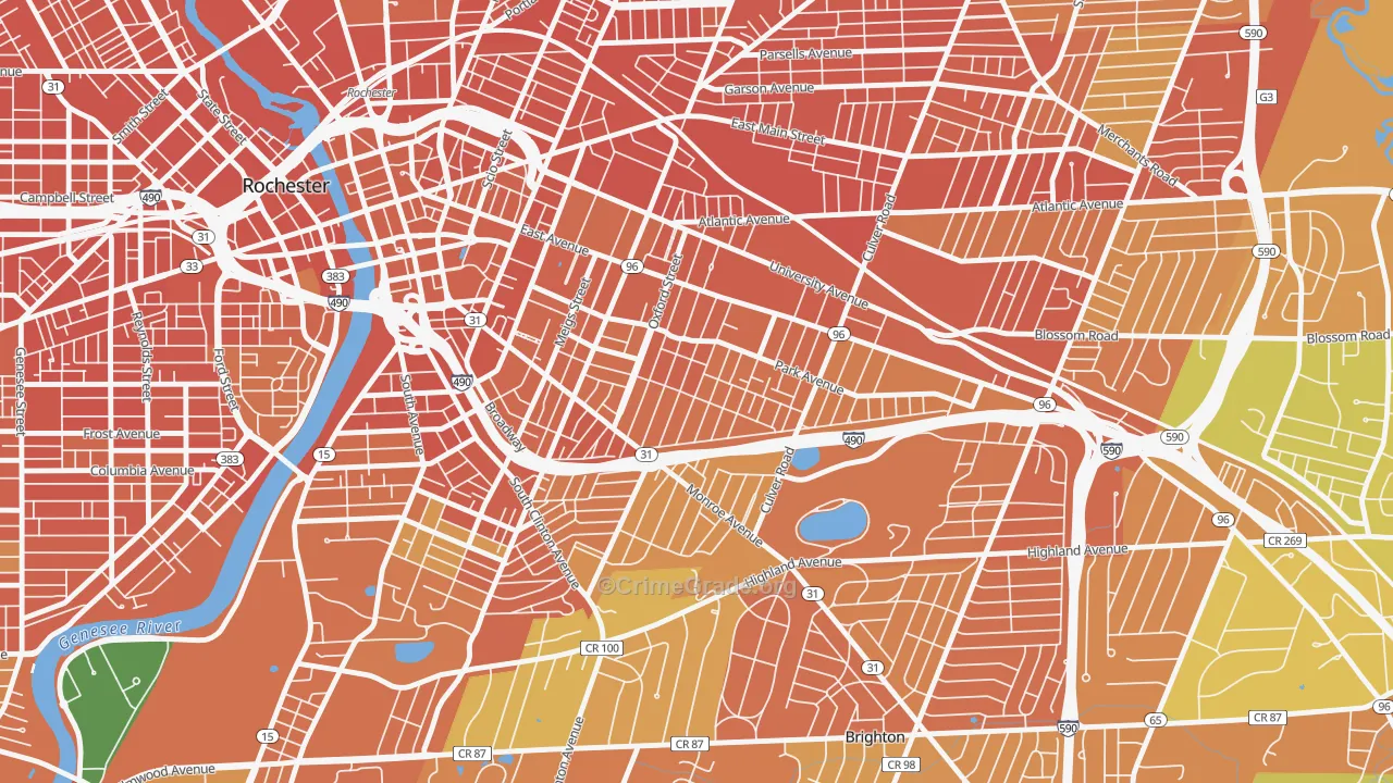 Park Avenue, Rochester, NY Map of Burglary Rates