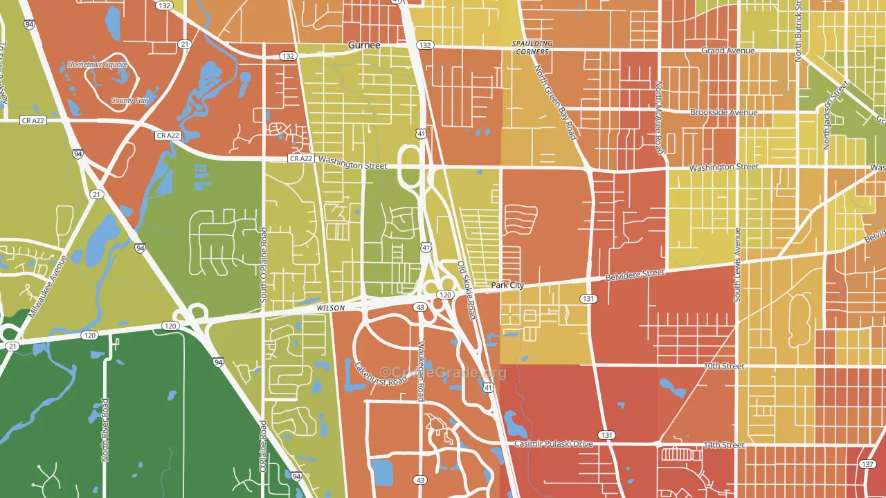Park City, IL Map of Burglary Rates