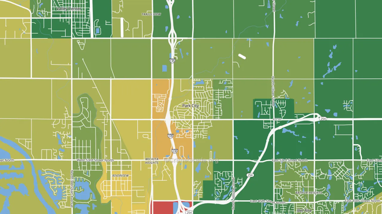 Park City, KS Map of Burglary Rates