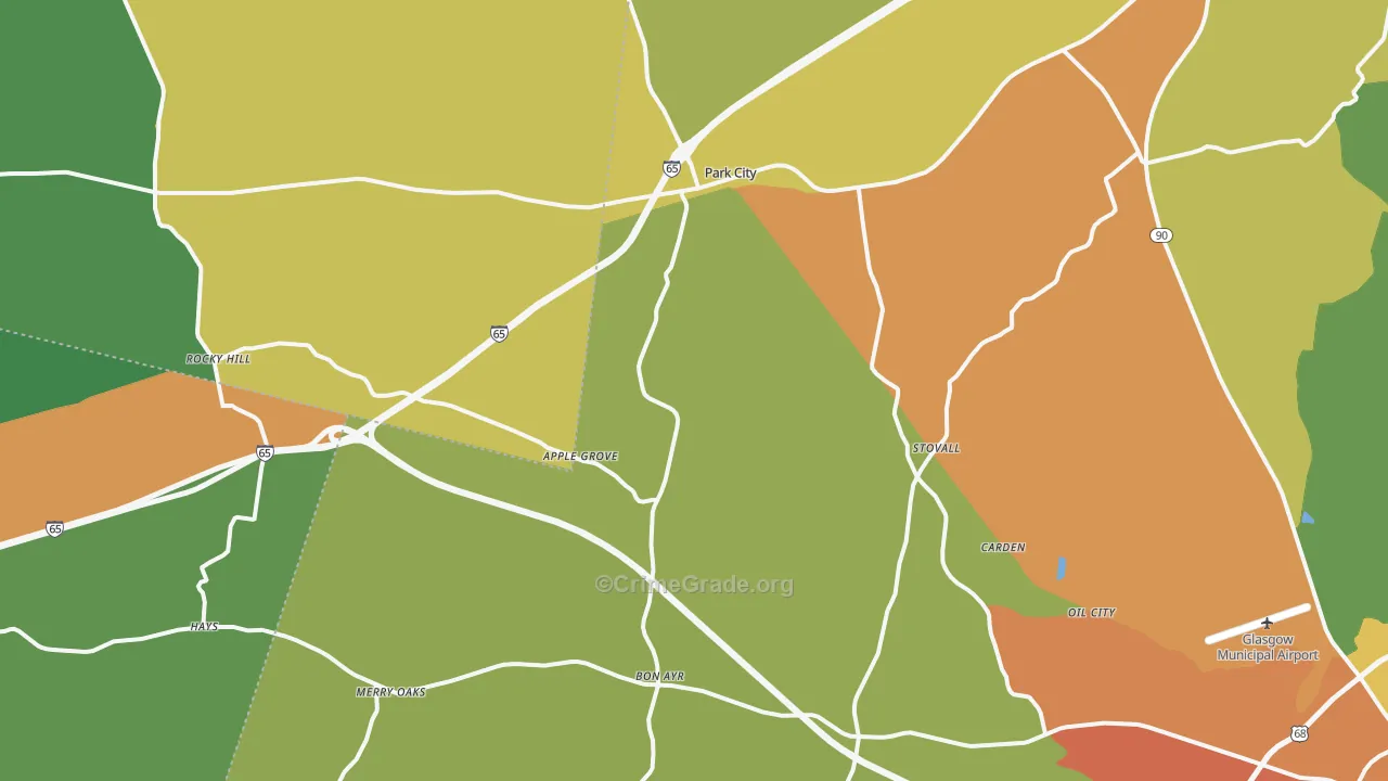 Park City, KY Map of Burglary Rates