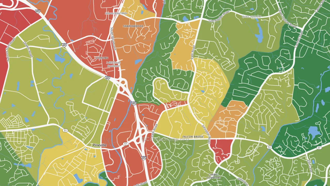 Park Crossing, Charlotte, NC Map of Burglary Rates