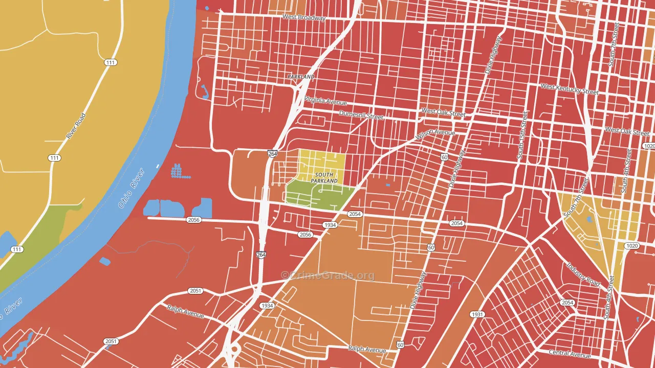 Park Duvalle, Louisville, KY Map of Burglary Rates