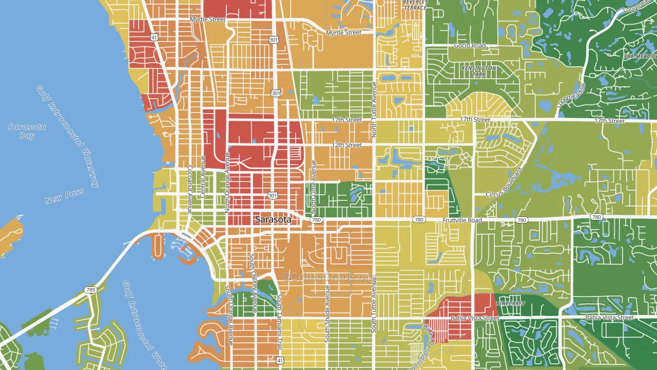 Park East, Sarasota, FL Map of Burglary Rates