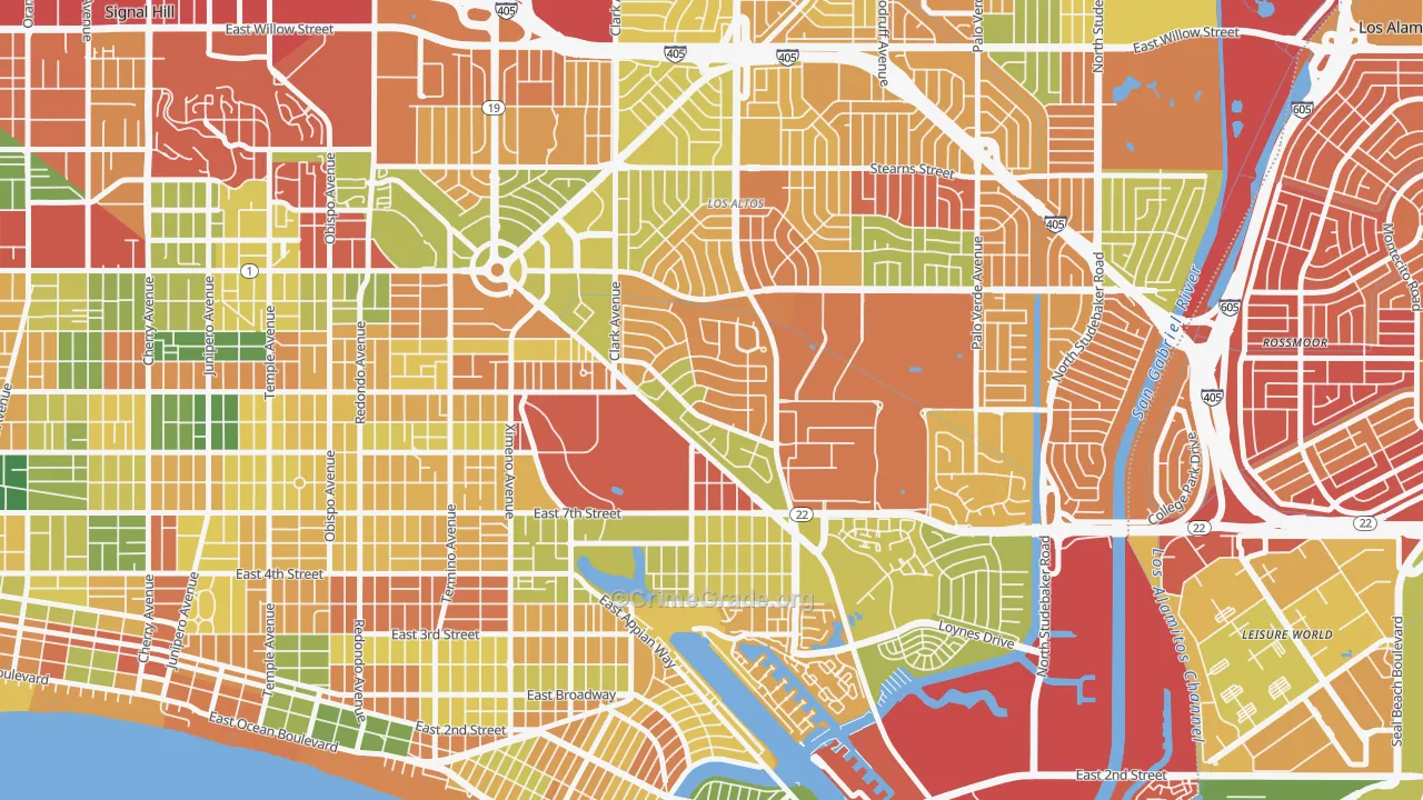 Park Estates, Long Beach, CA Map of Burglary Rates