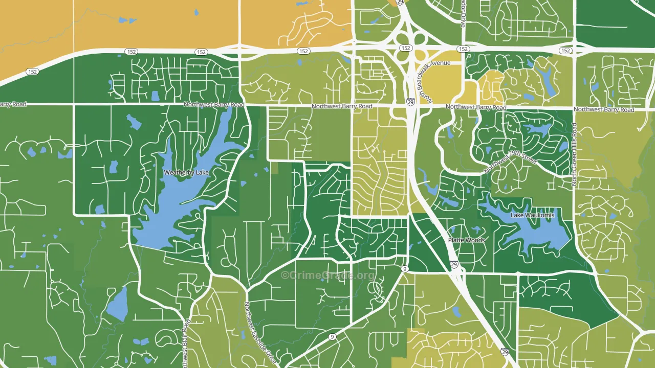 Park Forest, Kansas City, MO Map of Burglary Rates