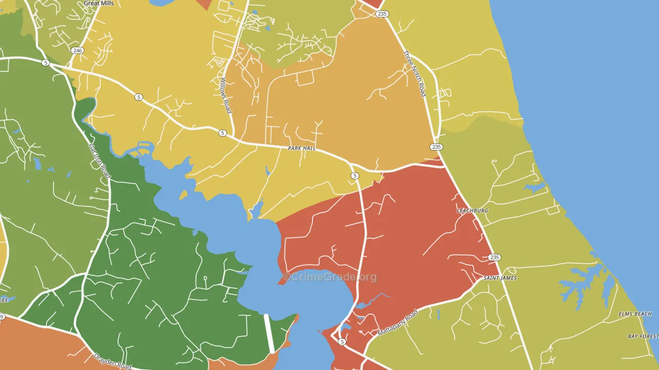 Park Hall, MD Map of Burglary Rates