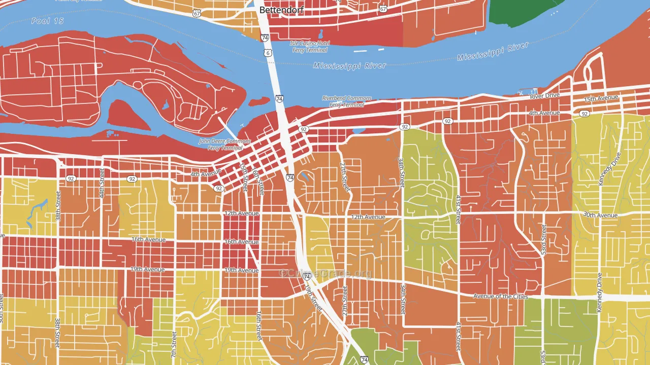 Park Hill, Moline, IL Map of Burglary Rates