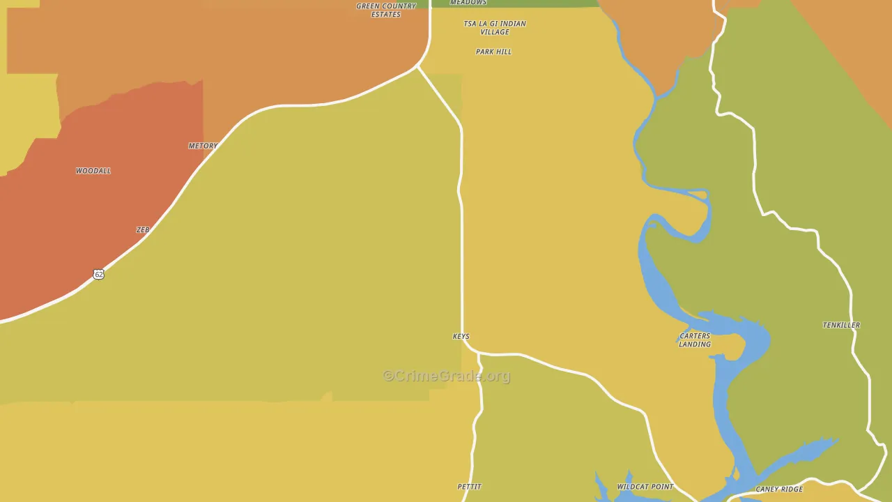 Park Hill, OK Map of Burglary Rates