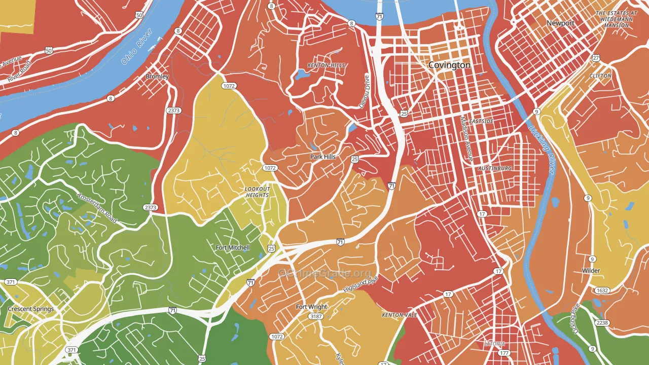 Park Hills, KY Map of Burglary Rates