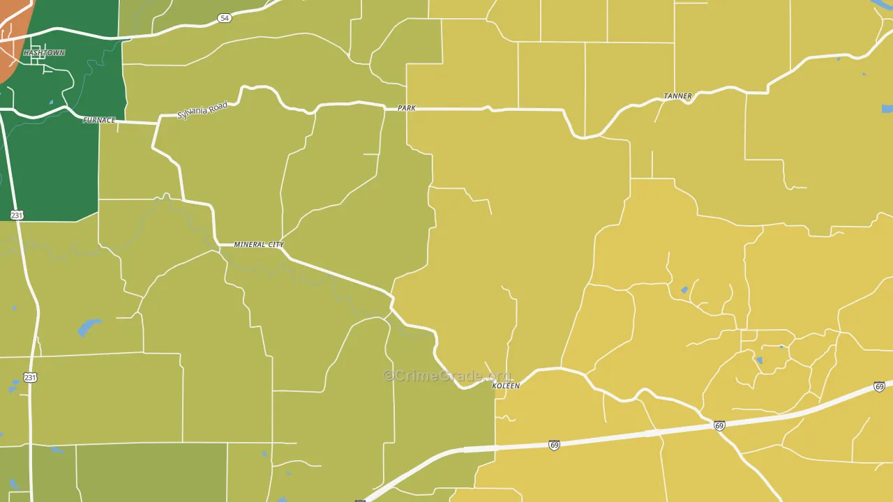 Park, IN Map of Burglary Rates