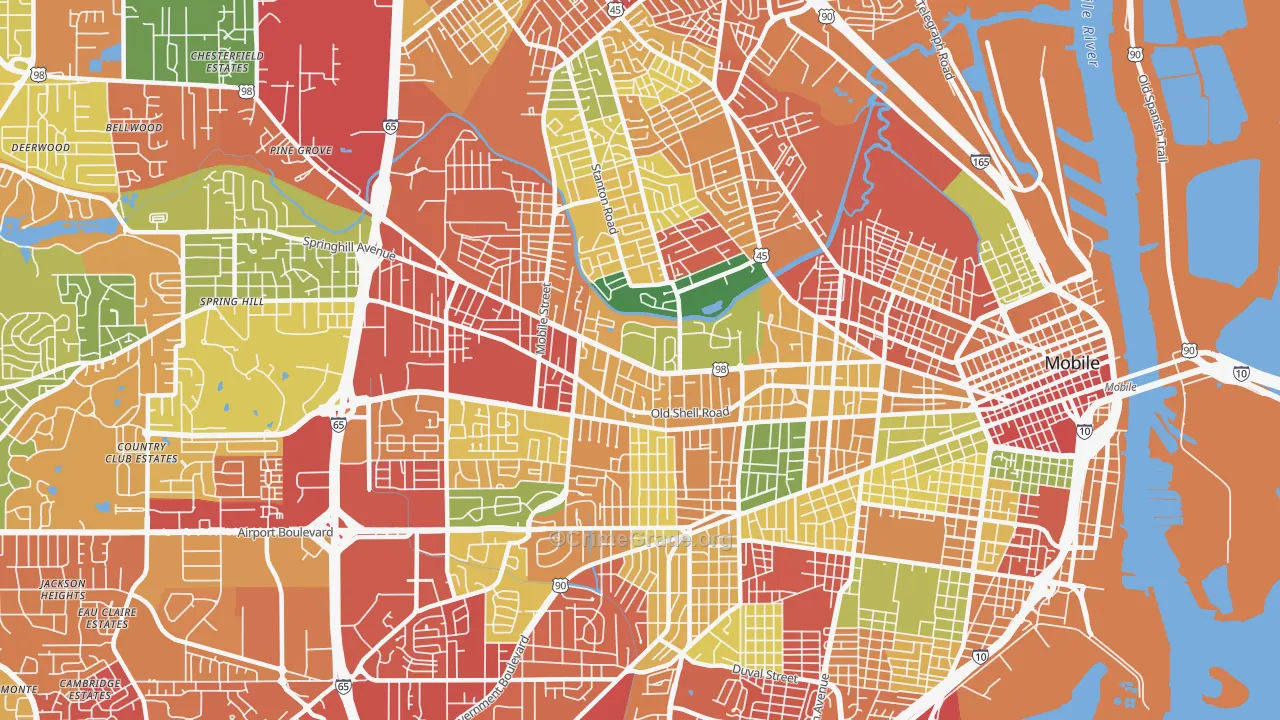 Park Place, Mobile, AL Map of Burglary Rates
