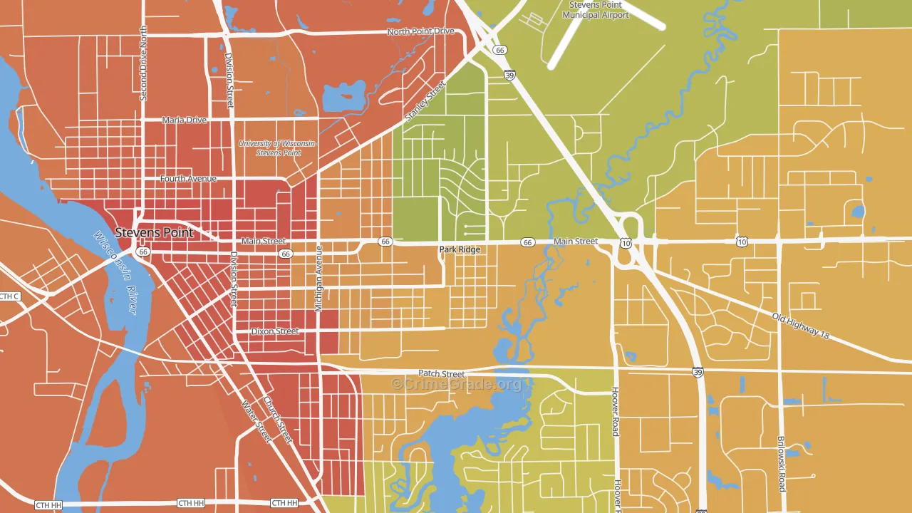 Park Ridge, WI Map of Burglary Rates