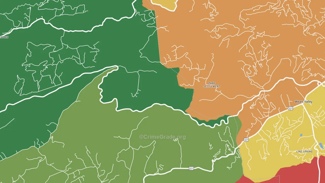 Park Settlement, TN Map of Burglary Rates