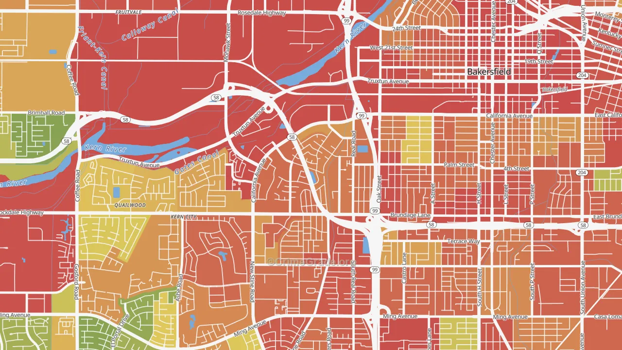 Park Stockdale, Bakersfield, CA Map of Burglary Rates
