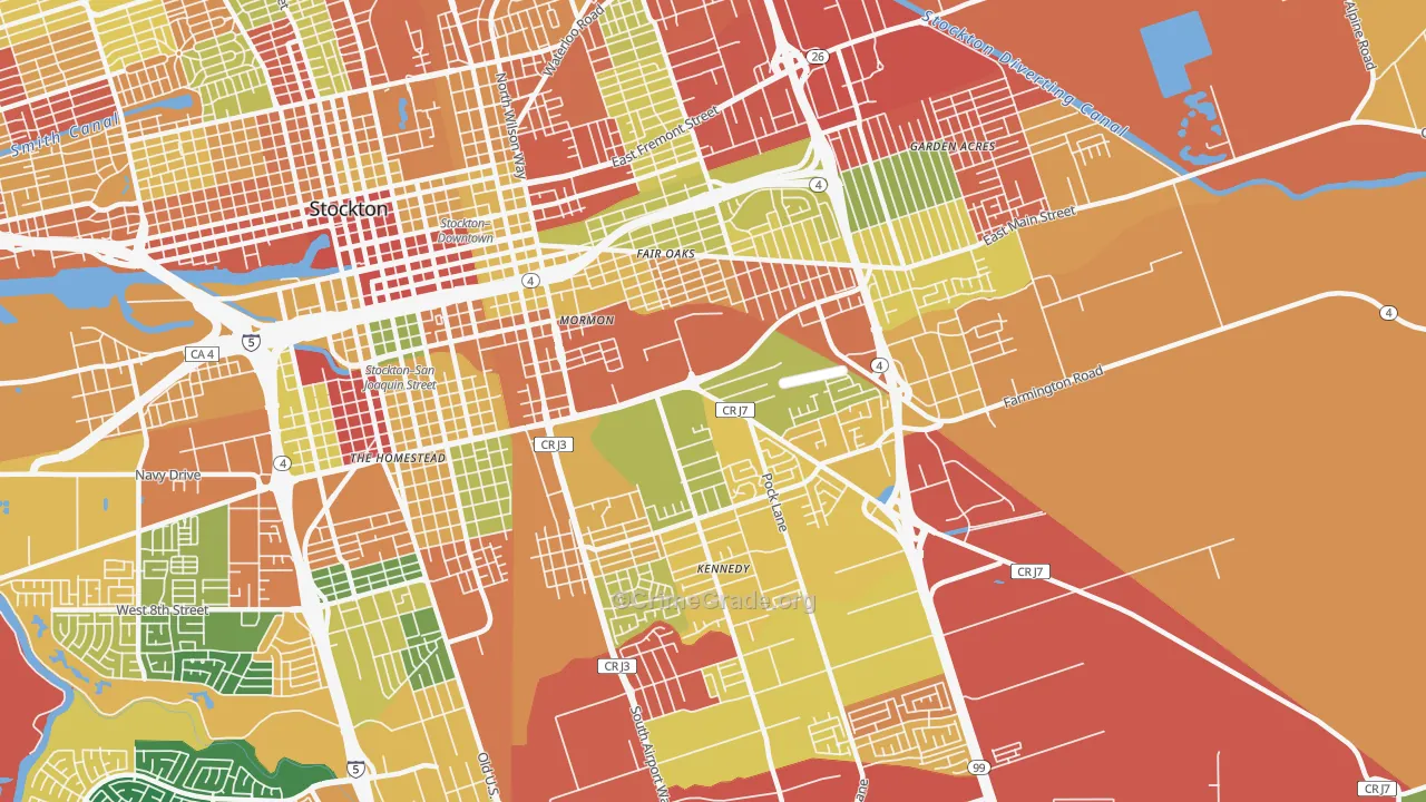 Park, Stockton, CA Map of Burglary Rates