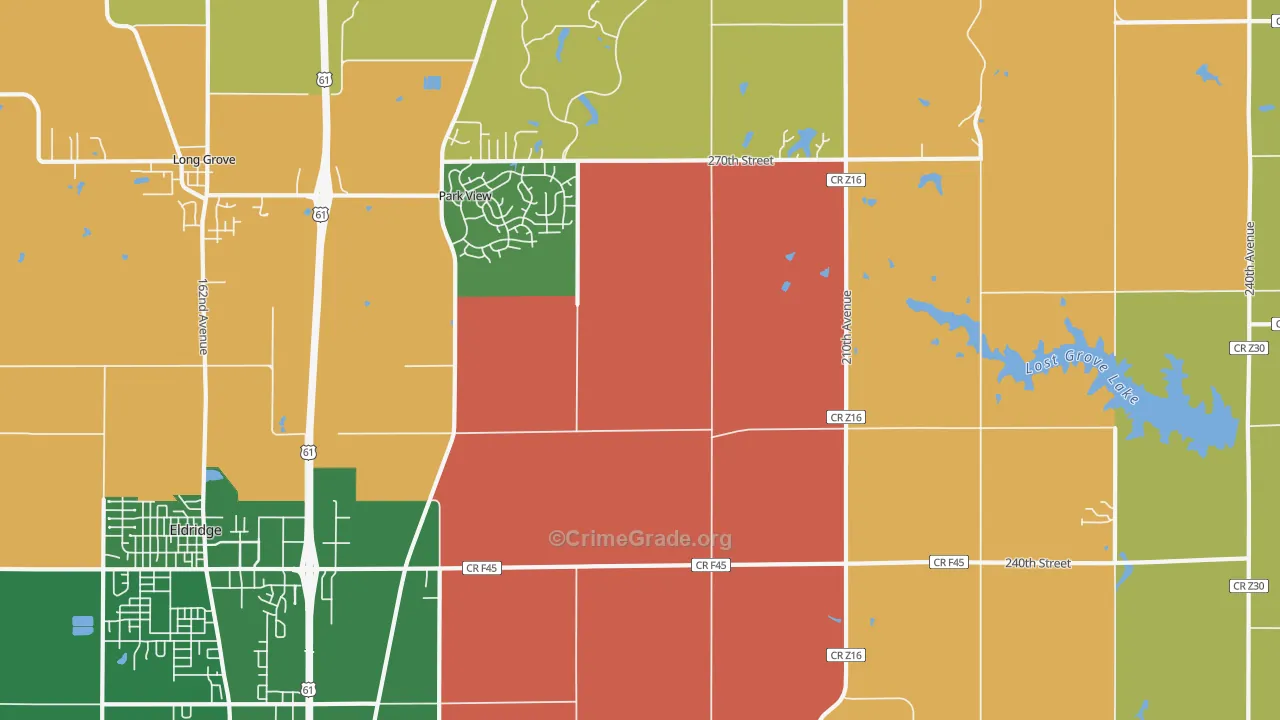 Park View, IA Map of Burglary Rates