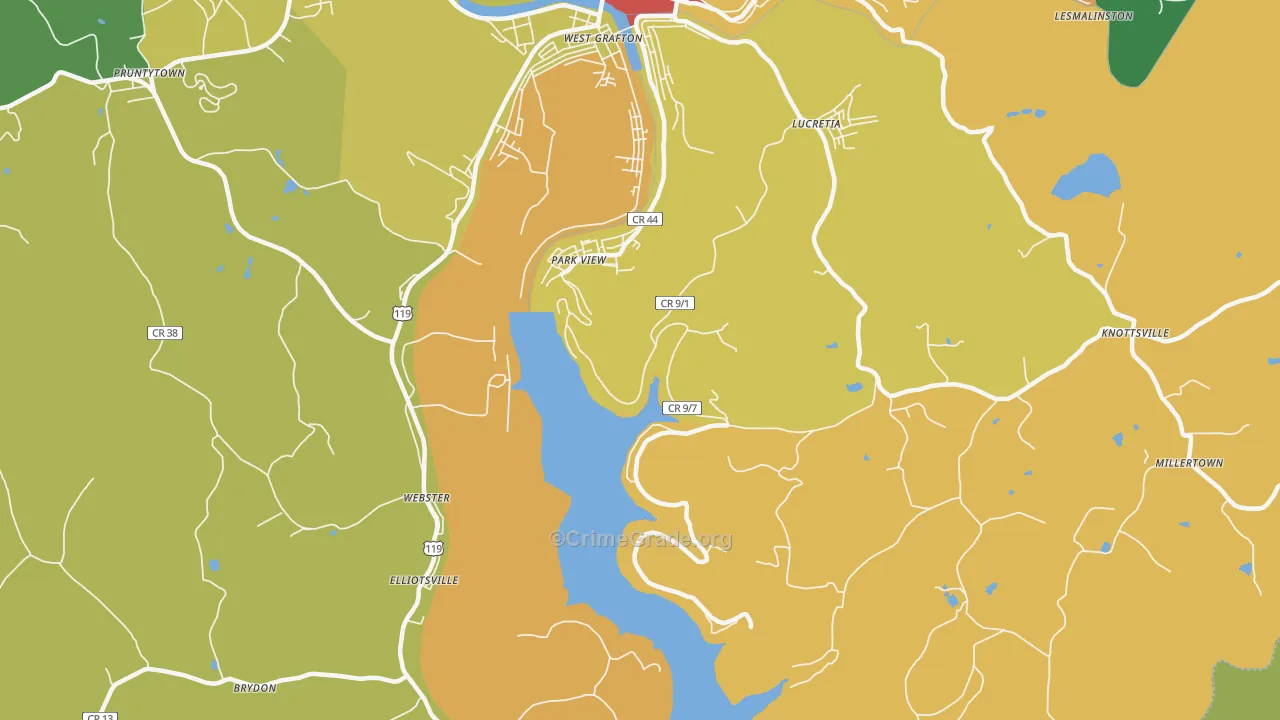Park View, WV Map of Burglary Rates