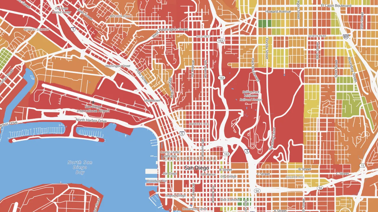 Park West, San Diego, CA Map of Burglary Rates