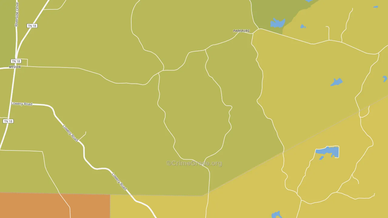 Parkburg, TN Map of Burglary Rates