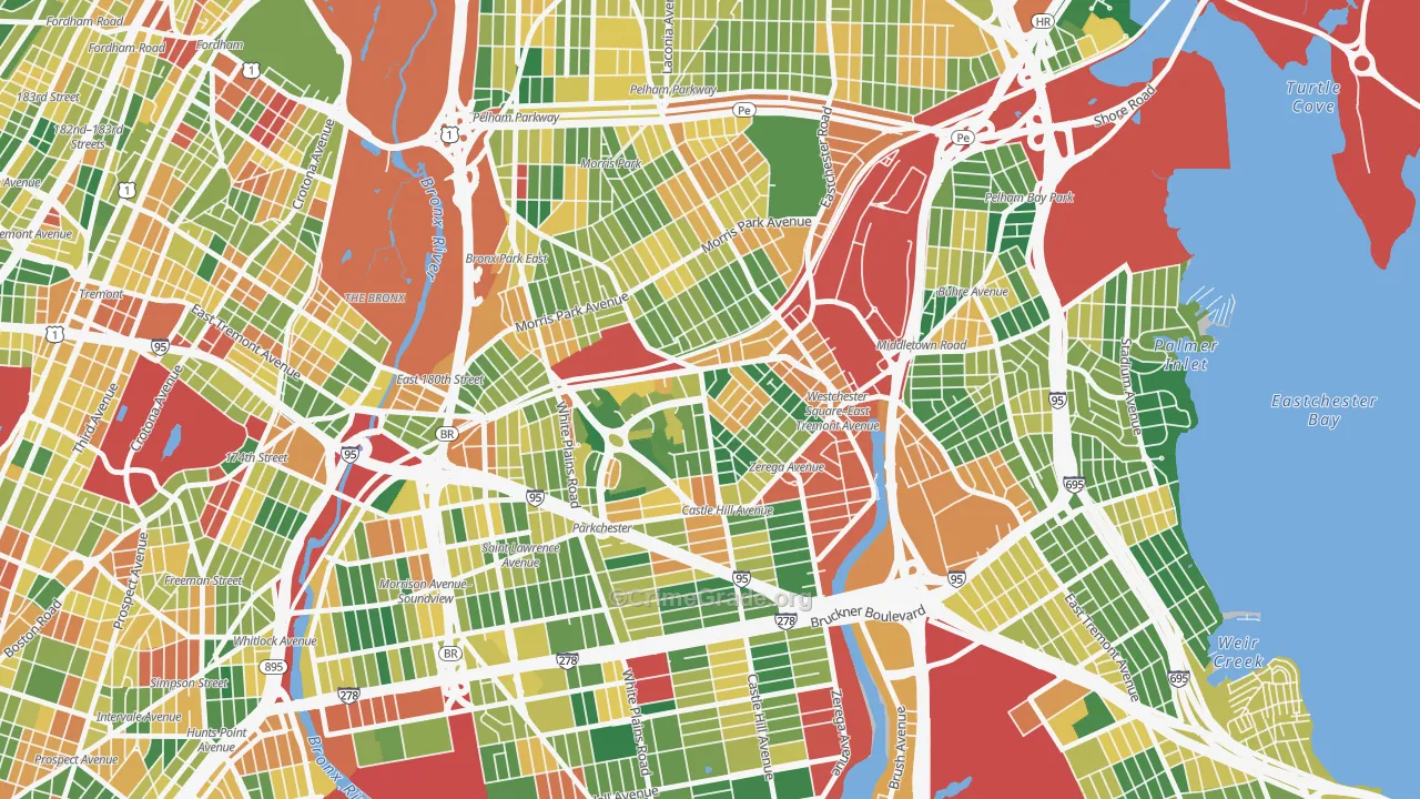 Parkchester, Bronx, NY Map of Burglary Rates