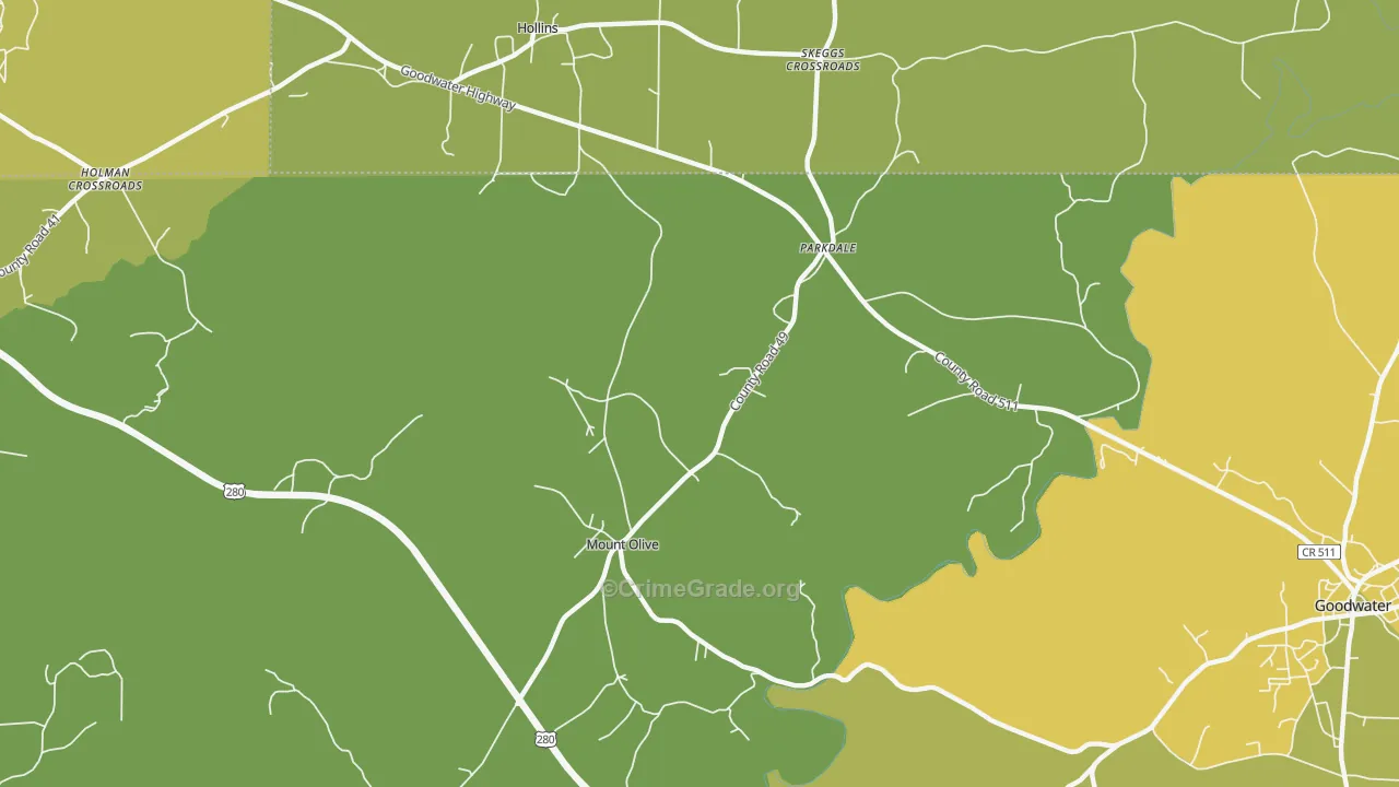 Parkdale, AL Map of Burglary Rates