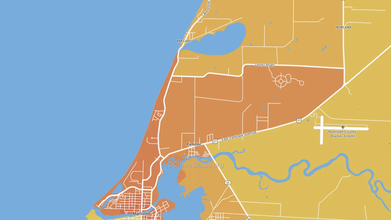 Parkdale, MI Map of Burglary Rates