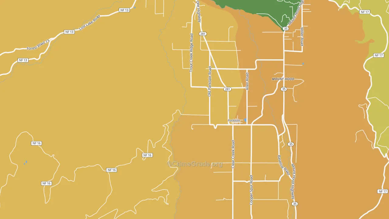 Parkdale, OR Map of Burglary Rates