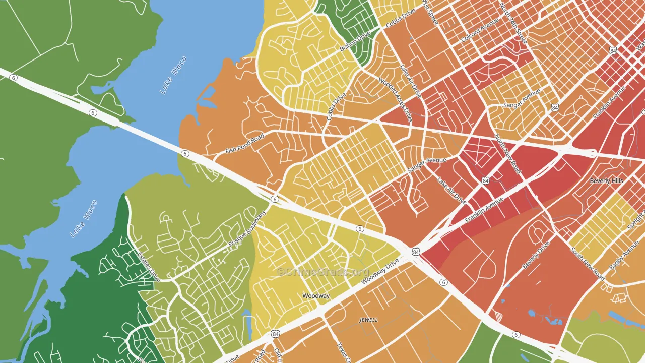 Parkdale Viking Hills, Waco, TX Map of Burglary Rates
