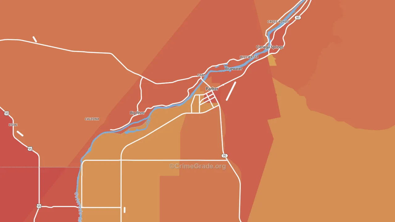 Parker, AZ Map of Burglary Rates